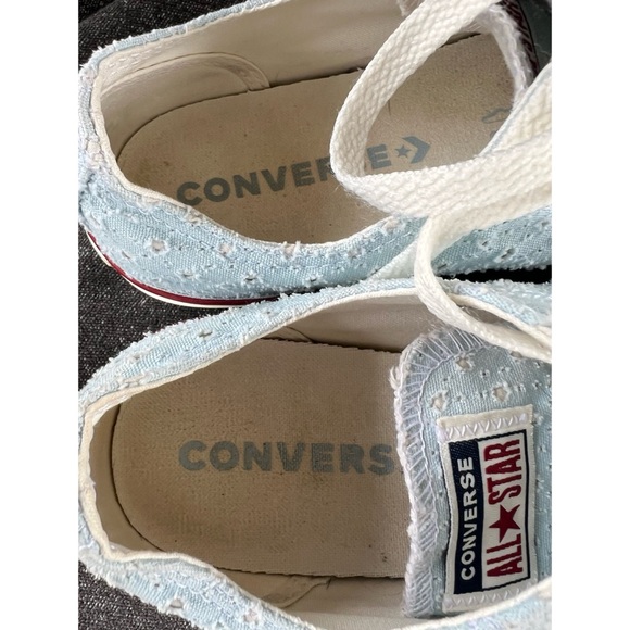 Converse Baby Blue Eyelet Sneakers Men 7 or Women 9 - Picture 10 of 15